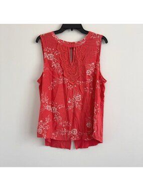 Daniel Rainn Women With Crochet Detail Sleeveless Floral Top Size XL